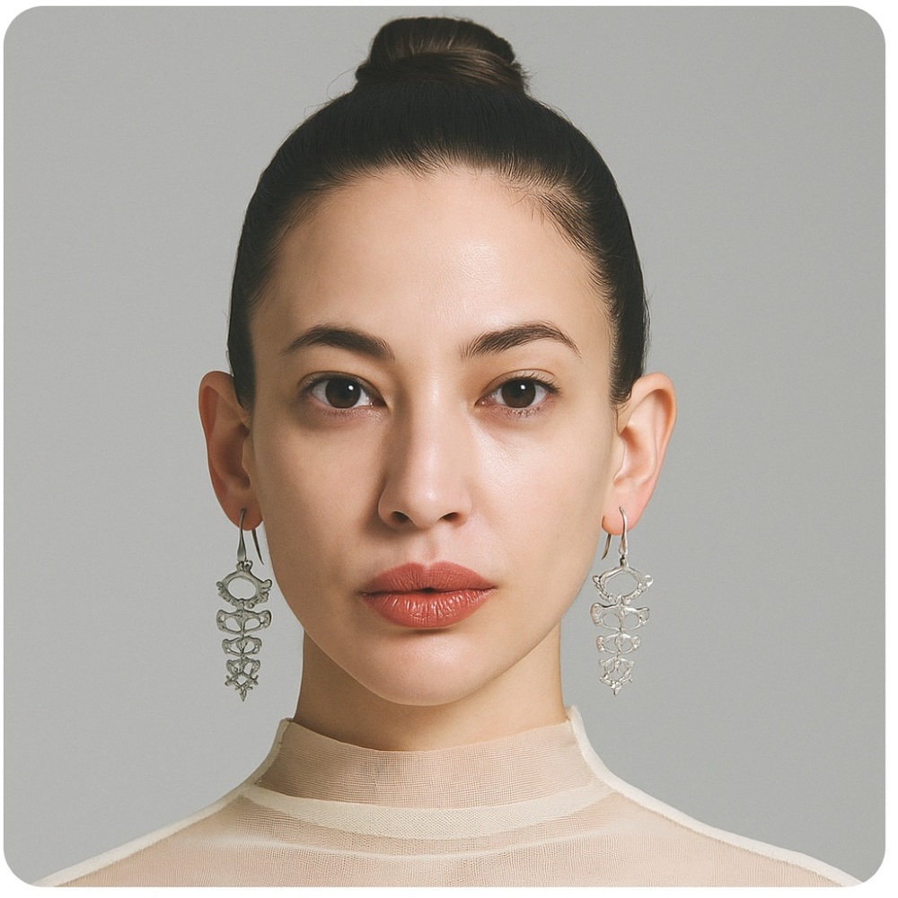 Elegant Silver Skeleton Statement Earrings